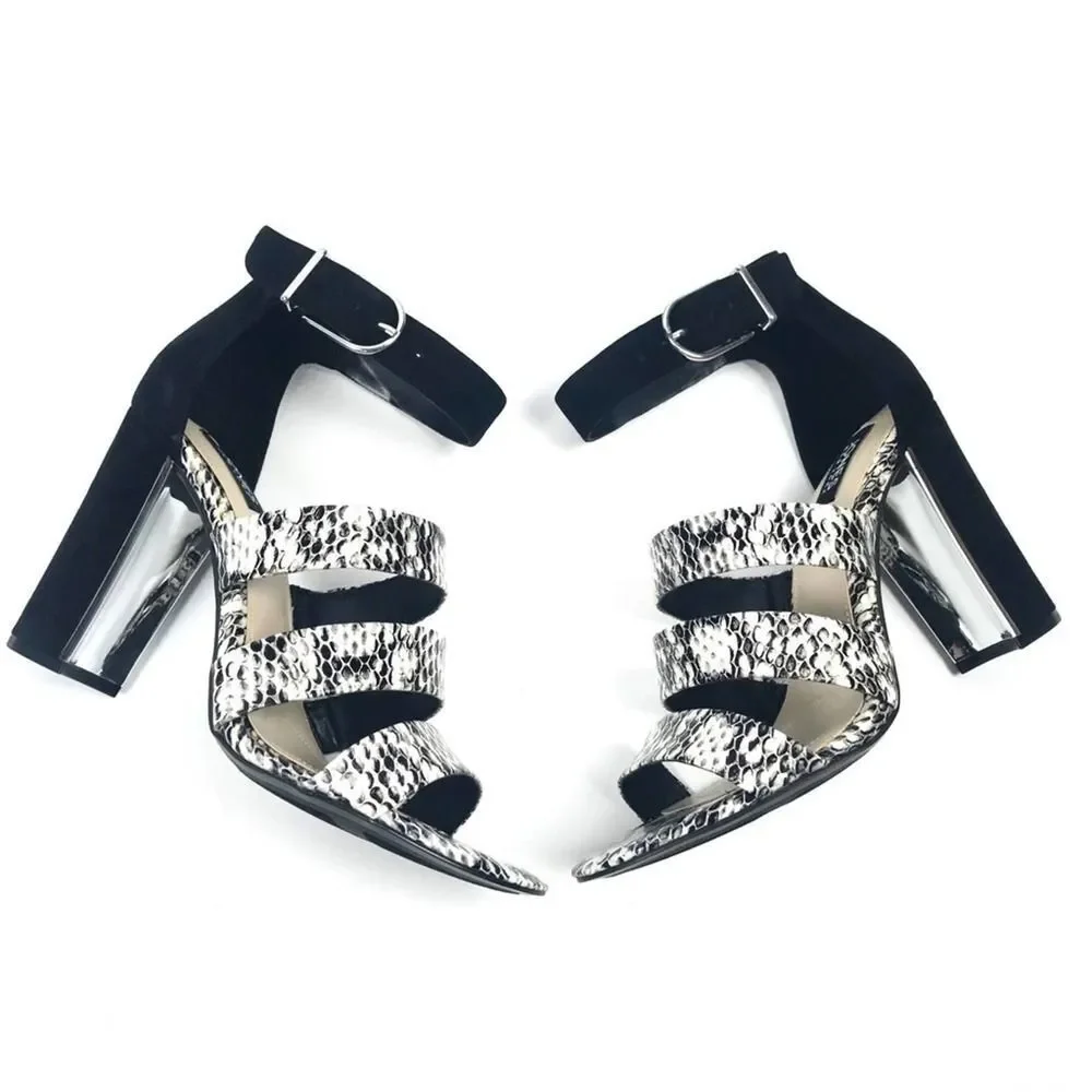 COPY - Jones New York Jesse Snakeskin Suede Block Heels NWT Ankle Strap Sandal … - Picture 3 of 6